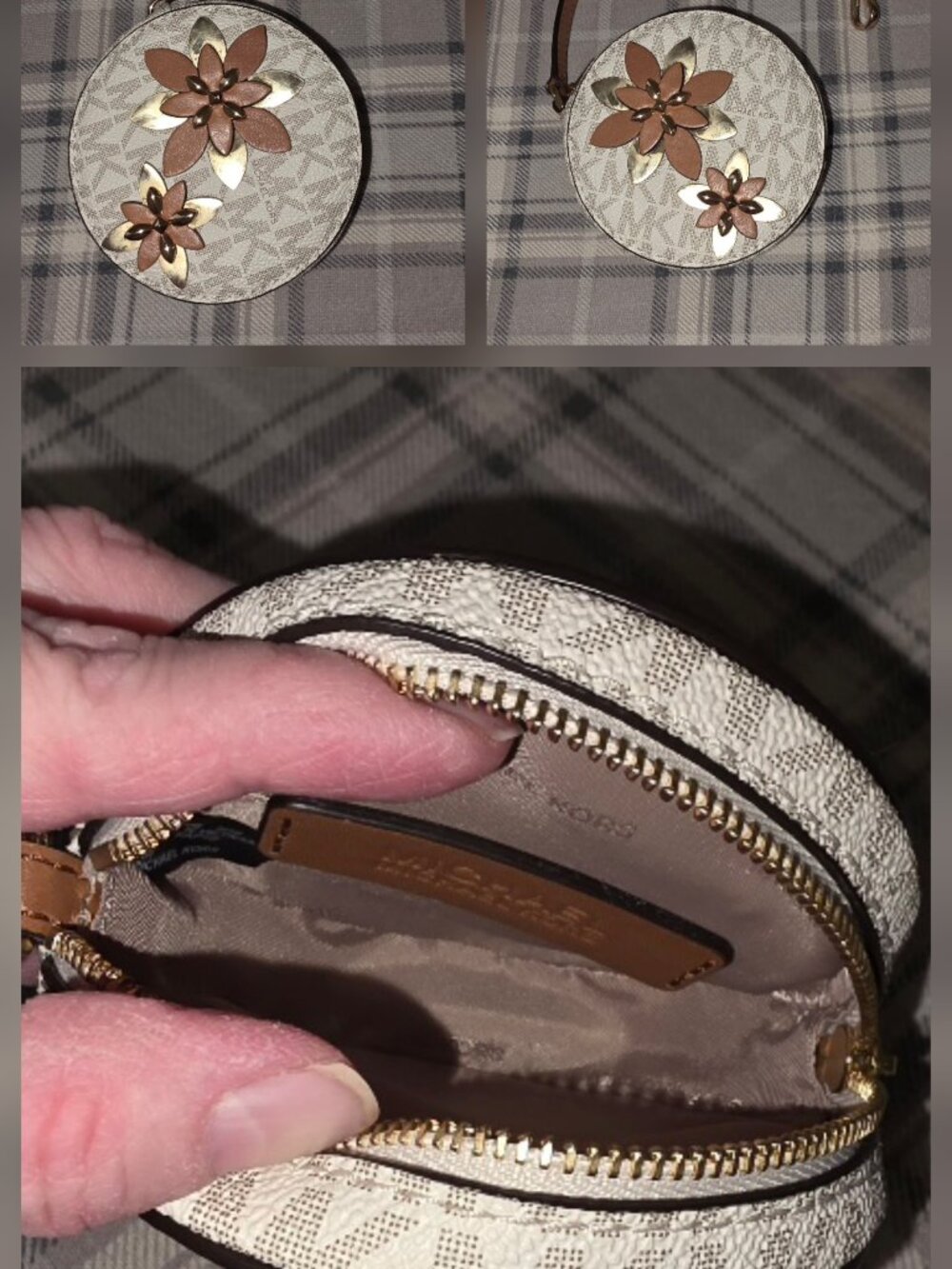 Michael Kors Floral Rivet Round Coin/Accessory Bag